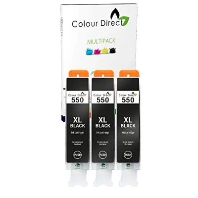 Image of Colour Direct PGI 550 550XL Black Compatible Ink Cartridges for Canon Pixma iP7250 MG5650 MX925 MG6450 iX6850 MG5550 MX920 MX725 iP8750 MG6350 MG5450 MG6650 3 X