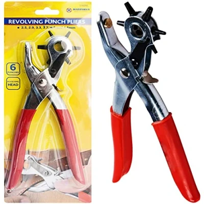 Image of NTI MARKSMAN Revolving Leather Punch Plier Rivet 6 Sizes Heavy Duty DIY Belt EYELET Hole Cut Puncher Rubber Cards PVC Cutter Workshop Tailor Hand Tools UK FREE P&amp;P