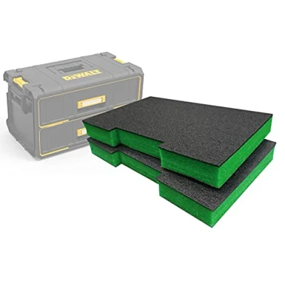 Image of Shadow Foam Easy Peel Inserts for DeWalt ToughSystem Drawers [Green 50mm Twin Pack] Tool Organisation, Kaizen, 5s, Storage &amp; Boxes