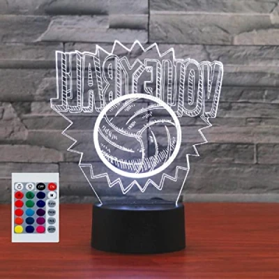 Image of SUPERHONGJIHAO Night Light for Kids 3D Volleyball Led Lamp with Remote Control 16 Color Changing Xmas Birthday Gift Child