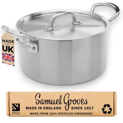 Image of Samuel Groves STP7516RH Classic 26cm Stainless Steel Triply Casserole Pan with Lid