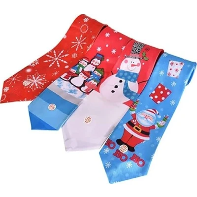 Image of Albert Austin Musical Christmas Tie with Themed Design Men Ladies for Fancy Parties Novelty Secret Santa Snowman Soft Silk Simple Button Song (Any Random Design)