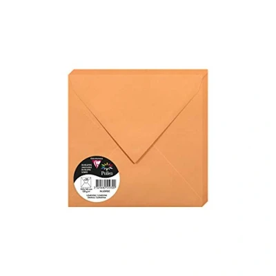 Image of Clairefontaine Ref 5593C Pollen Envelopes (Pack of 20) 165 x 165mm Sized, 120gsm Paper, Gummed Seal, Inkjet &amp; Laser Printer Compatible, Acid Free Clementine Orange