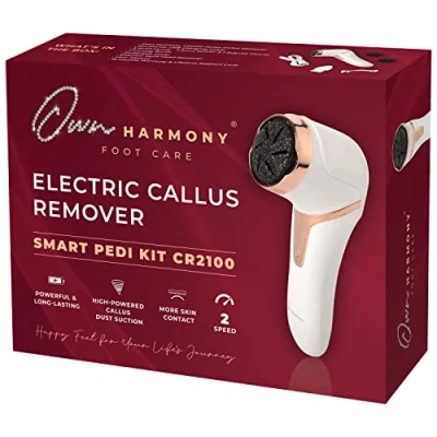Image of Own Harmony Electric Hard Skin Remover with Vacuum Absorption Professional Pedicure Tools for Pedi Callus Foot Care 3 Rollers Electronic Feet File CR2100 Best Dry, Cracked Heels (USB Cord)