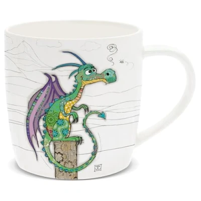 Image of Lesser &amp; Pavey British Designed Barrel Coffee Mug Ceramic Mugs for Home or Work Large Hot Drinks Dragon Tea and Cups Bug Art
