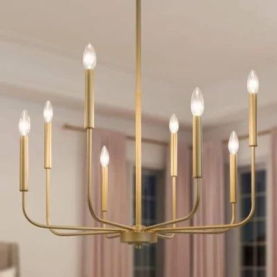 Image of Modern Gold Chandelier Light Fixture, Ø69cm, 8 Lights Dining Room for Bedroom, Living Room, Kitchen, Foyer, Entryway(Upgraded Version, 2 Types of Height Arms)