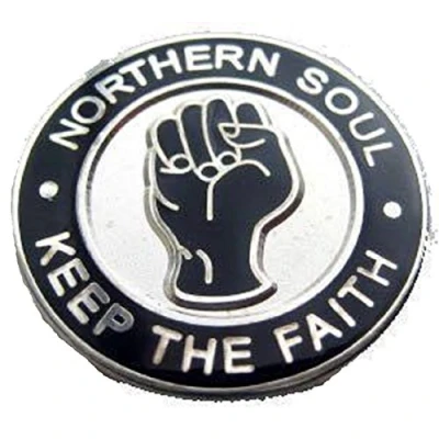 Image of Northern Soul Keep The Faith Circle Enamel Pin Badge Black/Silver 2.25cm x