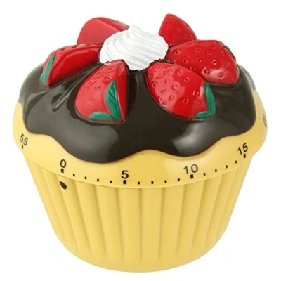 Image of Zenker Minute Timer Cupcake O2.76inx2.76in, Yellow/Black/Red/White, 2.76&quot; x