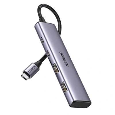 Image of UGREEN USB C Hub, 4 Port Splitter 5Gbps with 2 and A Data Port, Aluminium Type to Multiple Adapter for Thunderbolt MacBook M1/M2, iPhone 15 Pro Series, iPad Pro, XPS More