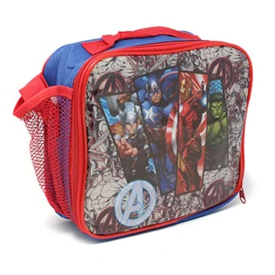 Image of Marvel Avengers Children&#039;s Character Insulated Lunch Bag with Shoulder Strap &amp; Mesh Side Pocket