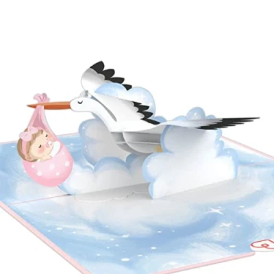 Image of papercrush® Pop Up Card Baby Girl 3D Birth Card, Greeting Congratulations on Newborn Daughter, Handmade Shower