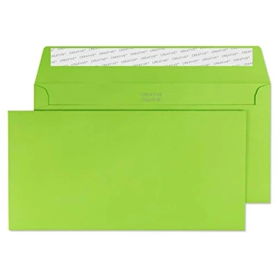 Image of Blake Creative Colour DL+ 114 x 229 mm 120 gsm Peel &amp; Seal Wallet Envelopes (25207) Lime Green Pack of 25