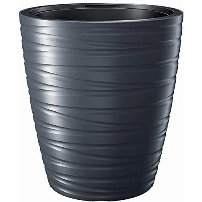 Image of Prosperplast Maze 32L Plastic Plant Pot Anthracite 37.5L x 37.5W 41.9H cm