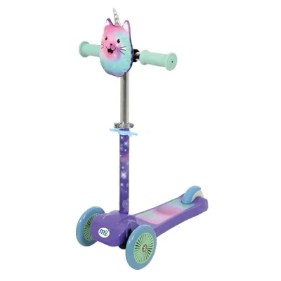 Image of MoVe Mini Go! 3 Wheel Tri Scooter for Kids Tilt &amp; Turn Scooters with Squishle Pouch Cute Character Ages 3+ Adjustable Height Toddler Boys Girls First Three Wheeled (Caticorn)