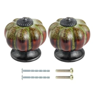 Image of Mgoodoo Drawer Handle Knobs Pull Handles for Wardrobes Cupboards Made of Ceramic with Leopard Print (2 Pcs, Green)