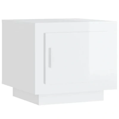 Image of vidaXL Coffee Table with Storage, High Gloss White Engineered Wood, Rectangular Living Room Table, Easy to Clean, 51cm x 50cm 45cm