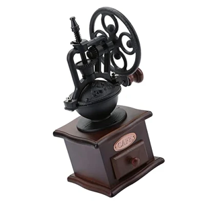 Image of TOPINCN Manual Coffee Bean Grinder, Ceramic Burr Core, Selectable Thickness, Beech Wood Case, Ferris Wheel Design