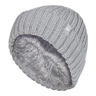 Image of HEAT HOLDERS Girls Thick Chunky Ribbed Beanie Hat for Winter (7 10 Years, Cloud Grey)