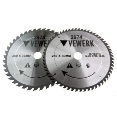 Image of Vewerk 2 Pack 250 X 30MM TCT Circular Saw Blade 40T 60T 2974