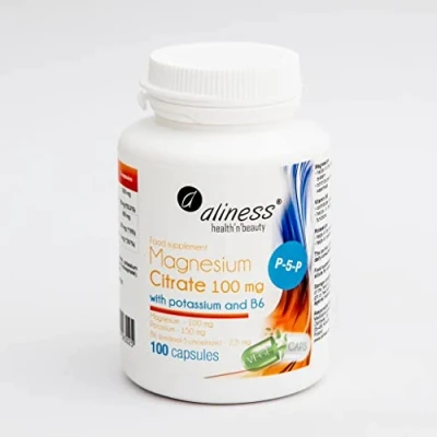 Image of Aliness Magnesium Citrate with Potassium and Vitamin B6, 100 Vegan Capsules