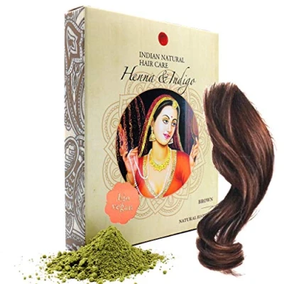 Image of Henna &amp; Indigo Powder Brown Hair Dye Fresh Pure Organic 200g Indian Natural Care