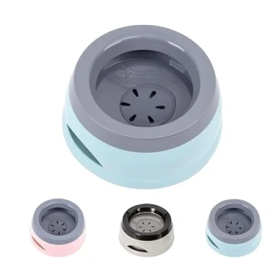 Image of Non Spill Dog Water Bowl, Portable Travel Splash Proof Bowl Anti Slip for Dogs Cats Vehicle Carried (Blue)