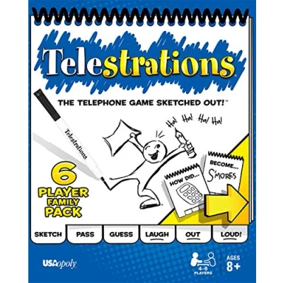 Image of USAopoly Telestrations Original 6 Player Family Board Game A Fun for Kids and Adults Night Just Got Better The Telephone Sketched Out