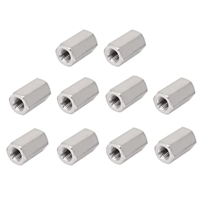 Image of TERF® M8 (8mm) X 24mm Long Hex Coupling Nut Female Threaded Bar Rod Studding Connector Hexagonal Deep For Home Office Workshop Industrial Constructor and Multi Purpose Use Pack of 10