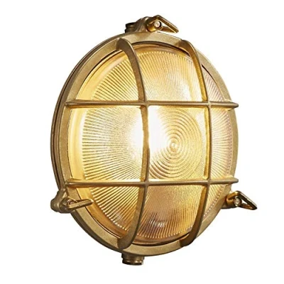 Image of Nordlux Polperro Outdoor Wall Light/Exterior Light Brass Brass, E27 12,5W Waterproof &amp; Weather Resistant Porch, Patio, Garden, Garage, or Entrance. IP64, Class 1 (Insulated)