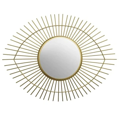 Image of Kusso Gold Metal Eye Shaped Wall Mirror for Bathrooms Bedrooms Living Rooms or Hallways