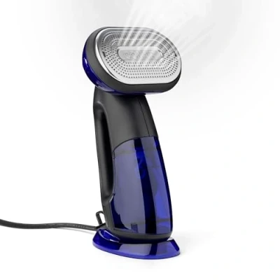 Image of Conair 2 in 1 Handheld Clothes Steamer and Iron, Large 250ml detachable water tank, Rapid 10 second heat up, Garment Steamer, Black/Blue, GS108U