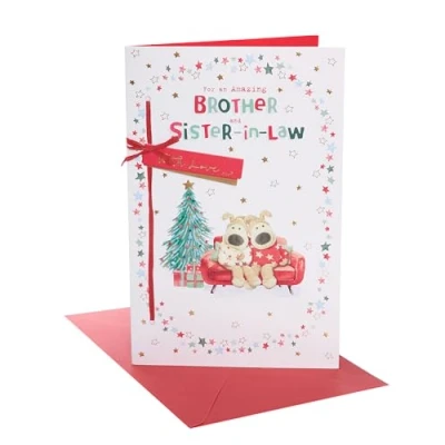 Image of Boofle Brother &amp; Sister In Law Embellished Christmas Greeting Card Xmas Cards