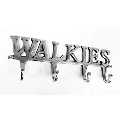 Image of Walkies Dog Pet Lead Leash Holder Rack 4 Hooks Aluminium Wall Hook Hanger Chrome Colour
