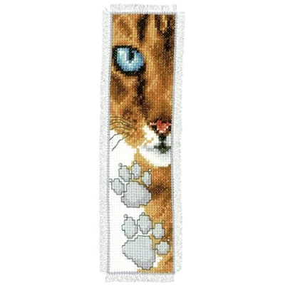 Image of Vervaco Bookmark Cat Footprint Counted Cross Stitch Kit, Multi Colour