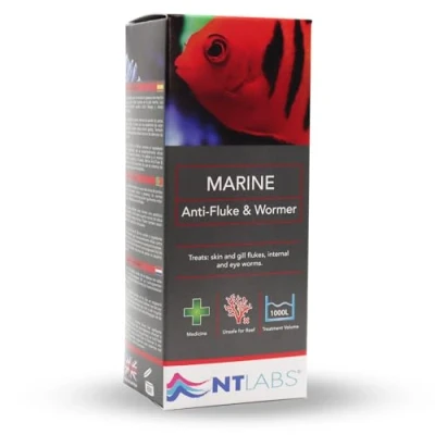 Image of NT Labs Marine Anti Fluke and Wormer, Fish Medicine, Aquarium Water Treatment, Treats Skin Gill Flukes, Internal Eye Worms. 20ml