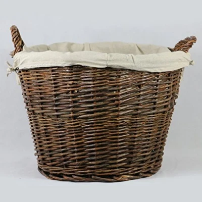 Image of Inglenook ROUND WICKER Log Basket With REMOVABLE Lining (FIRE161)