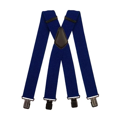 Image of Olata Men&#039;s Extra Wide X Shape Braces/Suspenders and Black Clips 5cm. Royal Blue