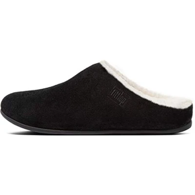 Image of Fitflop Women&#039;s Chrissie Shearling Open Back Slippers, Black (Black 001), 6 UK 39 EU
