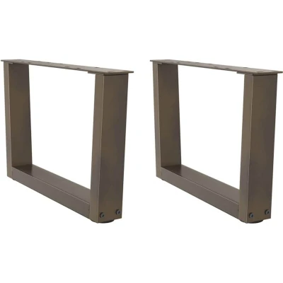 Image of vidaXL Dining Table Legs V Shape Natural Steel 60x(30 31.3) cm with Adjustable Levellers/Screws for Coffee Table/Desk