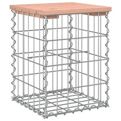 Image of vidaXL Solid Douglas Wood Garden Bench with Gabion Design Base, Compact Outdoor Seating Solution for Patios, Gardens and Backyards, Brown