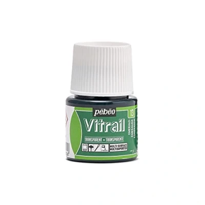 Image of Pebeo Vitrail Stained Glass Effect Paint 45 Milliliter Bottle, Emerald,Emerald, green