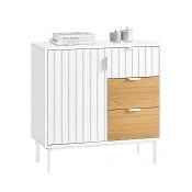 Image of Sideboard Side Cabinet Storage Cupboard with 1 Door and 3 Drawers,FSB91 WN Sobuy