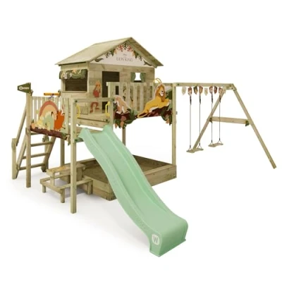 Image of Disney&#039;s The Lion King Quest play tower by Wickey climbing frame, tower, garden equipment for children outdoor wooden playground with sandpit