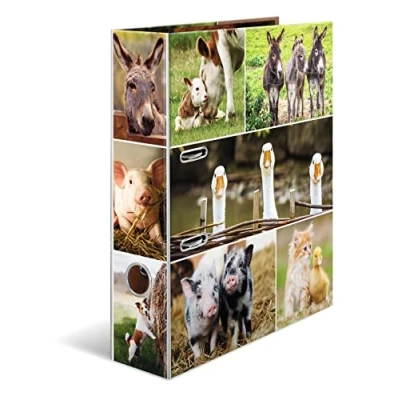 Image of HERMA Lever Arch File Animal Worlds with Farm Animals motif, A4, 70 mm Spine, Inner Print, Pack of 10