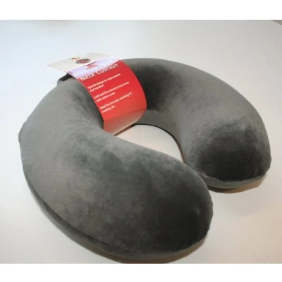Image of Motionperformance Essentials Grey Super Soft Velour Firm Memory Foam Neck Support &amp; Comfort Pillow Cushion (Travel, Home, Plane, Car, Relax)
