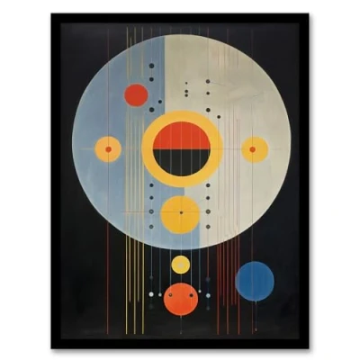 Image of Wee Blue Coo Odd Music Hilma Af Klint Style Abstract Artwork Framed Wall Art Print 18X24 Inch