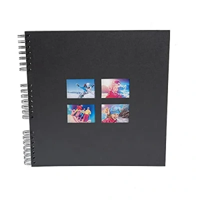 Image of Exacompta Ref 15119E MILANO Spiralbound Photo Album (60 Pages) 32 x 32cmin Size, Holds 360 Photos, 250gsm Black Card Pages, FSC Certified Paper Cover