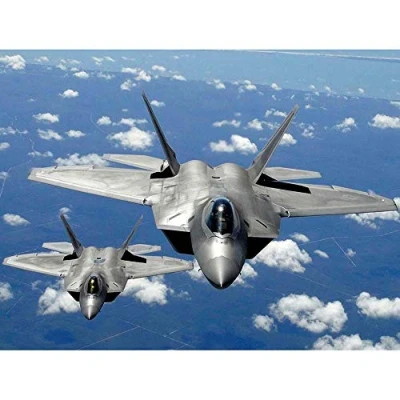 Image of Wee Blue Coo Military Air Plane Fighter Jet F22 Raptor Tyndall Art Print Poster Wall Decor 12X16 Inch
