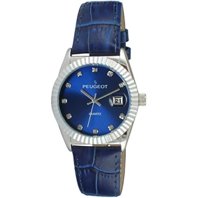 Image of Peugeot Women&#039;s Analogue Quartz Watch with Leather Calfskin Strap 3045BL