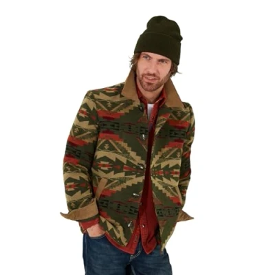 Image of Joe Browns Men&#039;s Colourful Aztec Cord Collared Jacket, Green, S